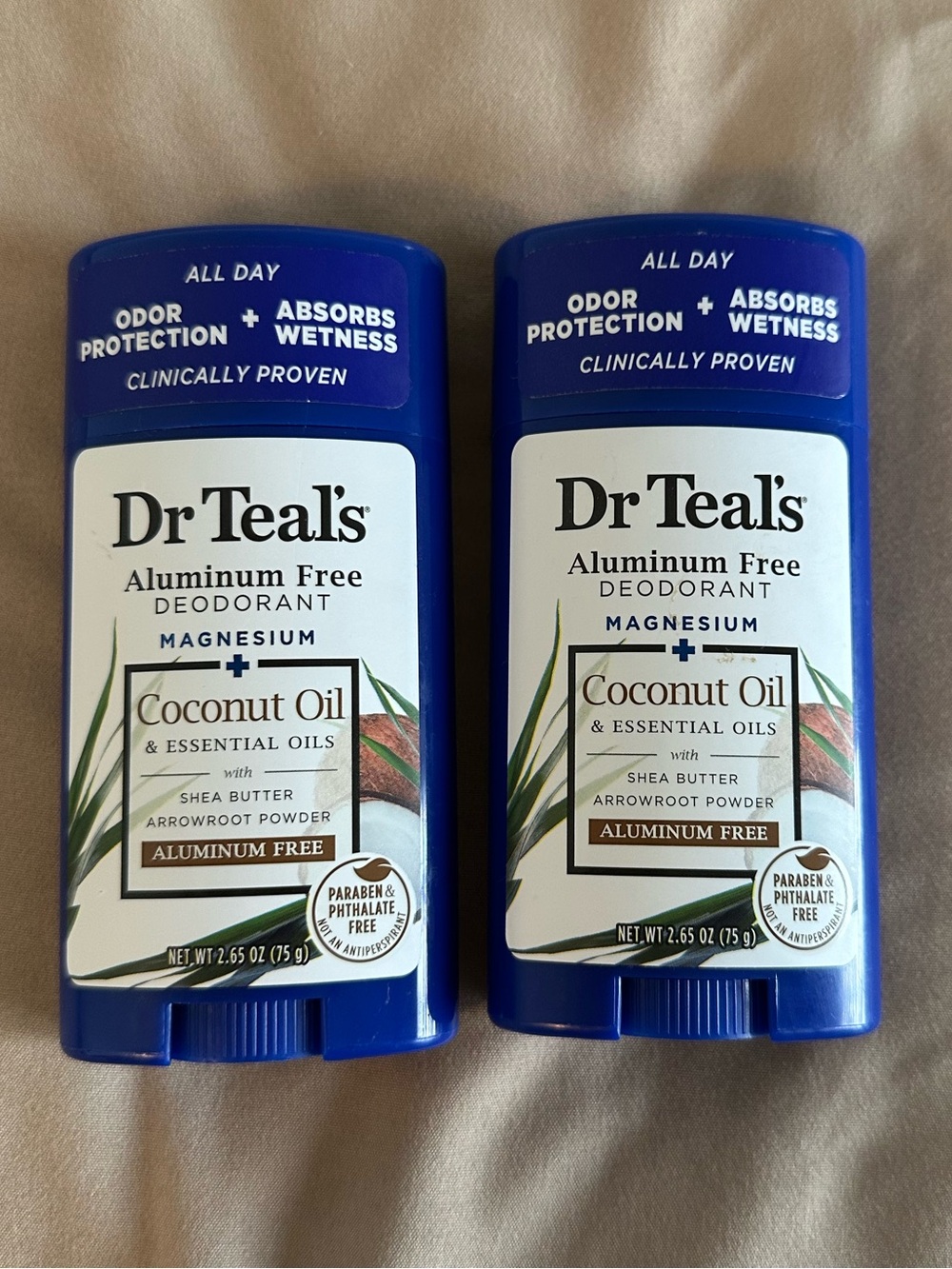 Dr Teals Aluminum-Free Deodorant - Coconut Oil Shea Butter Arrowroot Powder